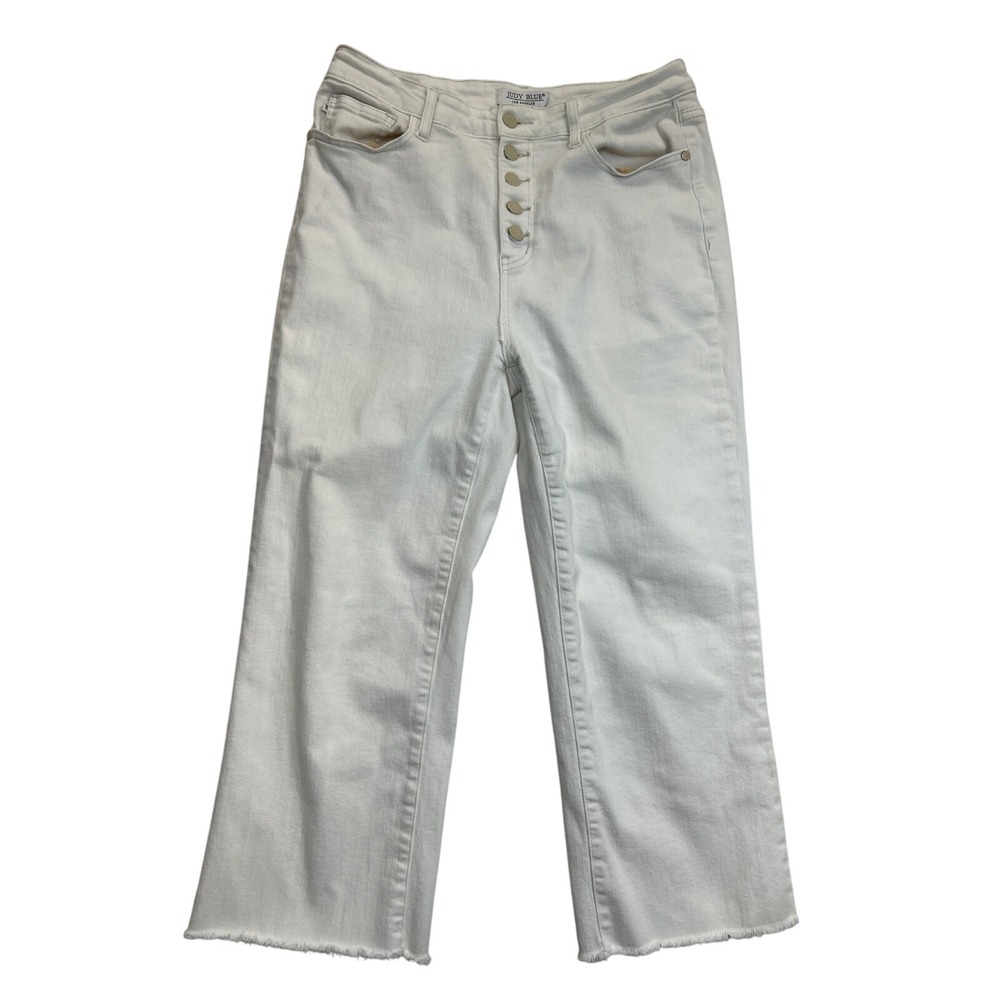 Judy Blue Jeans‎ Womens 13/31 White Wide Leg Crop Button Fly